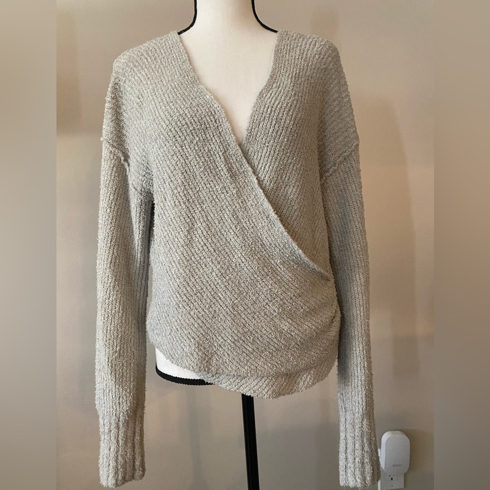 Free People - Grey Knit Criss Cross Sweater